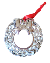 Lenox Sparkle and Scroll Silver Christmas Holiday Ornament - New - Wreath Clear - £17.29 GBP