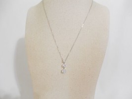 Department Store 925 Sterling Silver Cubic Zirconia Linear Pendant Necklace D103 - £24.15 GBP