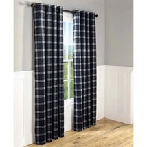 Plaid thermal window curtain mens grommet top 84&quot;L x 52&quot;W room darkening blue - £27.08 GBP