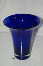 Fluted Deep Cobalt Blue Flower Vase Heavy Glass 8.5 Inches Tall Home Decor - £55.94 GBP