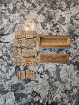 antique 28 piece handmade wooden dominos in box - £15.79 GBP