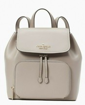 New Kate Spade Darcy Medium Flap Backpack Refined Grain Leather Warm Taupe - £83.46 GBP