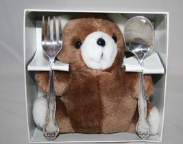 Oneida Silverplate Affection Baby Spoon & Fork Set with Teddy Bear  #2677 - £15.98 GBP