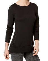 allbrand365 designer Womens Activewear Lace Up Detail Top Color Black Size 2XL - £33.83 GBP