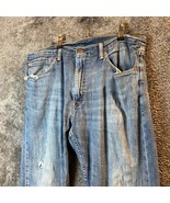 Levis 505 Jeans Mens 36W 30L 36x30 Light Wash Modern Regular Fit Distres... - £8.62 GBP