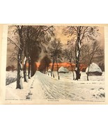 Antique The Glory of Winter Litho Print Color Etching by Henri Jourdain ... - £28.32 GBP