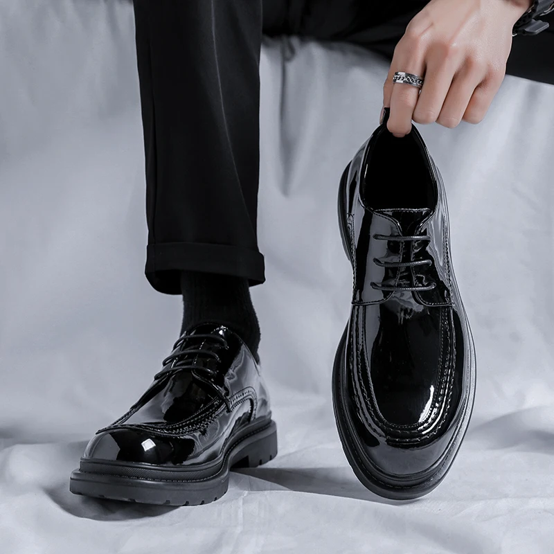 Patent Leather Mens Dress Shoes  Leather Quality Clic  Eng Trendy Mens Burdy Bro - $162.10