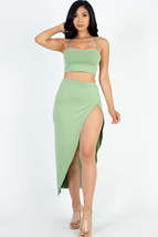 Crop Cami &amp; Split Thigh Maxi Skirt Set - £19.48 GBP