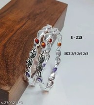 Indian Women Silver Oxidized Bangles/ Bracelet Set Fashion Wedding Jewel... - £24.25 GBP