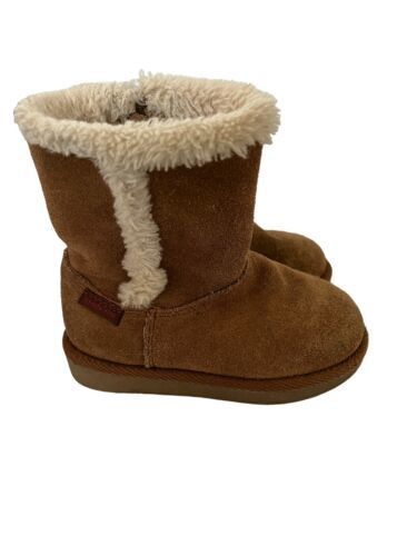 STRIDE RITE Toddler Winter Boots Brown ARABELLA Faux Fur Lined Side Zip Sz 7 - £9.80 GBP