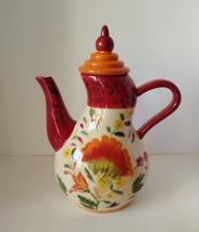 222 Fifth Folklorica Pitcher with Lid - Red Floral - Discontinued 12” - £38.14 GBP