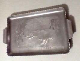 Vintage Aluminum Embossed Desk Tray Geese Mallards Ducks Cattail 7 3/4&quot; ... - $10.84 CAD