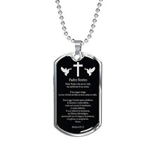 Express Your Love Gifts Lord&#39;s Prayer Italian Padre Nostro Dog Tag Engraved 18k  - £54.45 GBP