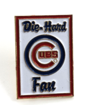 Die Hard Fan Chicago Cubs MLB Baseball Team Logo Enamel Lapel Pin Blue Red White - £10.27 GBP