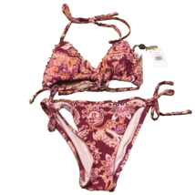 NWT NANETTE LEPORE 12 maroon pink orange paisley swimsuit bikini 2 piece - £56.08 GBP