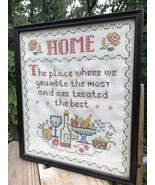 Vtg Completed Framed Kitchen Decor Needlepoint Sampler 12&quot; X 14&quot; Home Best - $83.07 CAD