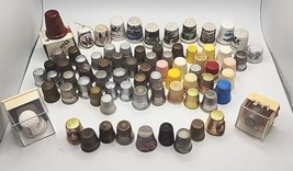 Vintage Lot of 70 Sewing Thimbles Mixed Materials and Sizes England USA  PB83 - £64.25 GBP