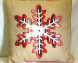 Plaid Snowflake Throw Pillow Soft Burlap Fabric Couch Bed Decorative - £17.14 GBP