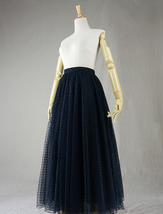 NAVY Polka Dot Long Tulle Skirt Women Custom Plus Size Fluffy Tulle Skirt image 4