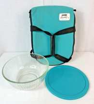 Pyrex 7403-S 2.5qt 10 Cup Bowl w/ Aqua Blue Lid &amp; Portables The Way To Go Bag - £14.87 GBP