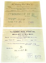 2 1901 RUMSEY WOOL STOCK CO Detroit Woolen Rags Wool Antique Billheads R... - £7.85 GBP