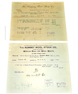2 1901 RUMSEY WOOL STOCK CO Detroit Woolen Rags Wool Antique Billheads R... - $9.99