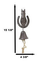 Cast Iron Rustic Western Horse Head With Horseshoe Door Wall Dinner Yard Bell - £25.57 GBP