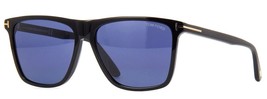 Tom Ford FLETCHER 832 01V Shiny Black / Blue Sunglasses TF832 01V 57mm - £188.85 GBP