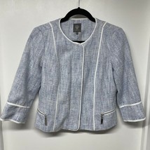 Vince Camuto Light Blue Tweed Boucle Zip Front Jacket Blazer Size 10P Pe... - $33.66