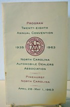 North Carolina Automobile Dealers Assoc. 28th Annual Convention 1963 Program - £51.14 GBP
