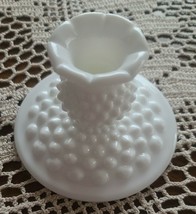 Vintage ~ 3&quot; Candlestick Holder ~ Fenton White Milk Glass Hobnail Design - £17.64 GBP