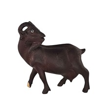 Vintage Hand-Carved Wooden Goat Ram Figurine Horned *FLAW* - $39.99