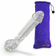LeLuv Glass Large Stylized Realistic Clear Standing Cock &amp; Balls Dildo - £34.28 GBP