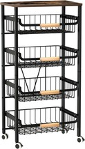 5-Tier Rolling Storage Cart With Wheels, Large Capacity Kitchen, Laundry... - $77.99