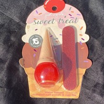 New Cherry Scented Red Glitter Ice Cream Shape Nail Polish &amp; Emery Board... - £9.32 GBP