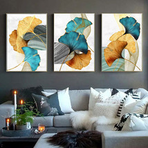 Blue Green Yellow Gold Plant Leaf Abstract HQ Canvas Print - $11.99+