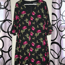Jessica Howard Black Floral A Line Dress Size 14P - £15.66 GBP