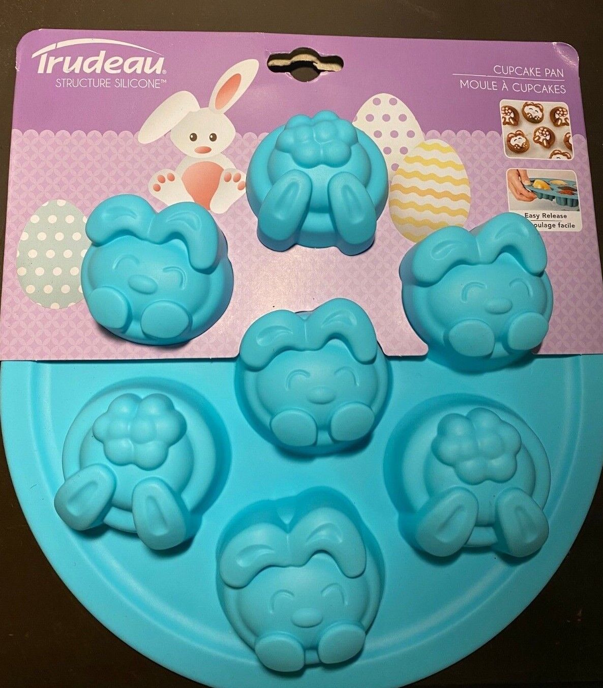 Trudeau Structure Silcone Cupcake Pan Baking Bunnies easy release cooks evenly  - $13.09