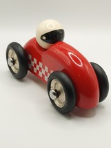 Villac Medium Wooden Red Racing Car With Driver, Car Rally Wooden Toy - $30.73