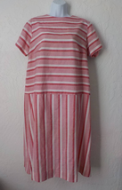 Vintage 60s British Lady Red Striped Shift Dress Women 16 1/2 USA Union Made - £27.61 GBP