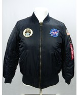 Alpha Industries ma-1 NASA Apollo Blue Flight Bomber Jacket Youth Medium - £83.03 GBP