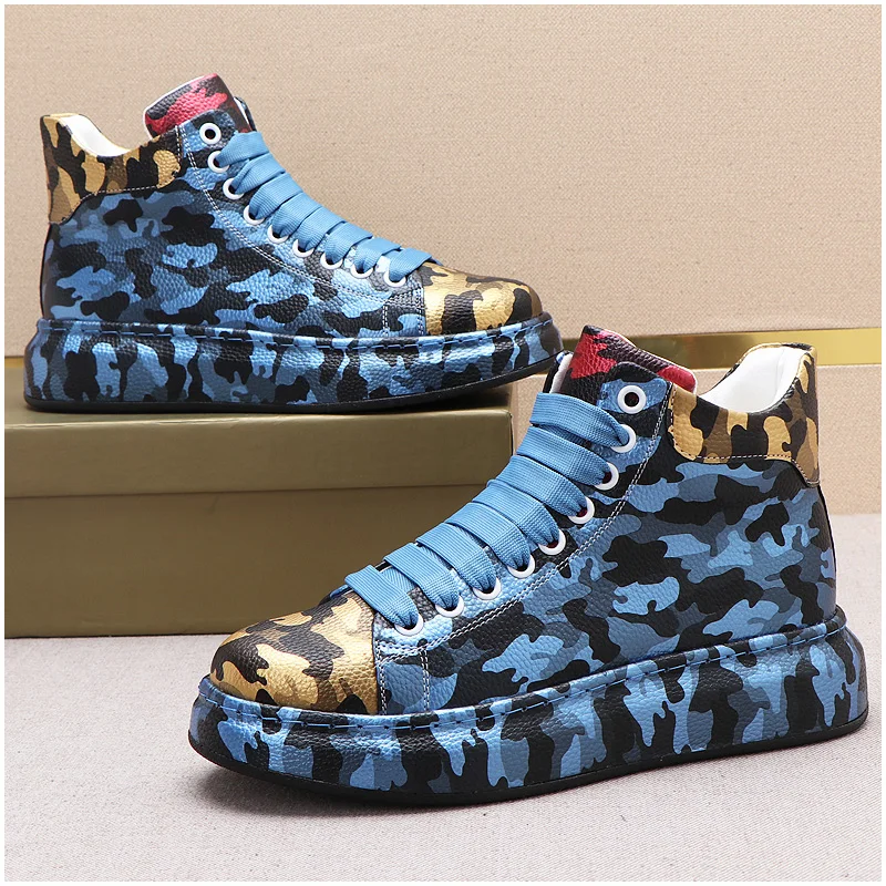 New Mens Camouflage Pattern Fashion High Tops Heighten Platform Shoes Ca... - $76.36