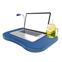 Laptop Lap Desk, Portable with Foam Filled Fleece Cushion, LED Desk Light, Cup H - £26.06 GBP