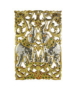 Elephant Gilded 24k Gold Leaf Mosaic Carved Wood Wall Art 7.5&quot;x11.5&quot; - £37.43 GBP