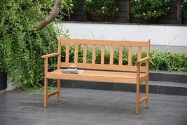 Amazonia Barcelona 2-Seat Patio Bench In Light Brown With A Teak Finish ... - £127.38 GBP