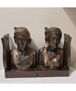 Vintage African Mahogany Bookends Male Female Busts Hand Carved 12in / 8... - $297.21 CAD