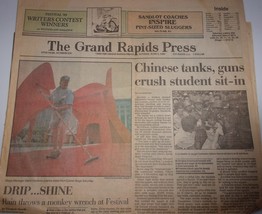 Vintage Grand Rapids Press MI Chinese Tanks Guns Crush Student Sit In Ju... - $2.99