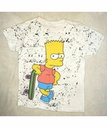 The Simpson’s Bart Simpson Skateboarder Paint Splattered Shirt Size Smal... - $94.99 MXN