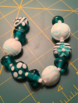 Handmade Turquoise and white glass Lampwork Beads - New - $32.95