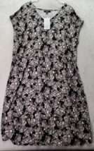 Ellos Sheath Dress Womens Size 1X Black Floral Viscose Sleeveless V Neck Pockets - £21.79 GBP